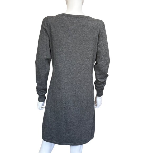 Ana Gray Long Sleeve Knit Sweater Dress Cotton/Poly Blend Womens Size Large - Picture 2 of 4